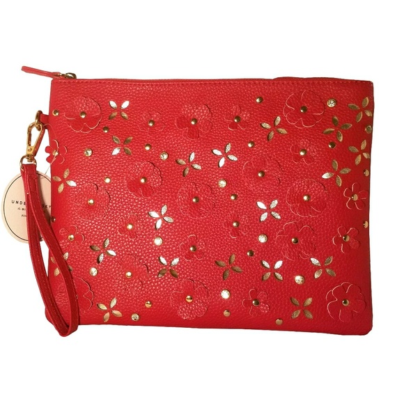Under One Sky Handbags - Under One Sky Laser Cut Flower Red Wristlet Bag Under One Sky Handbags - Under One Sky Laser Cut Flower Red Wristlet Bag